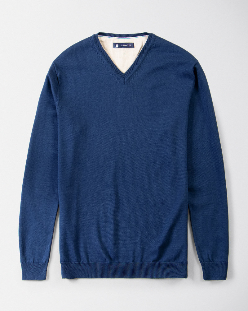 پلیور یقه هفت ساده سرمه ای 18372101