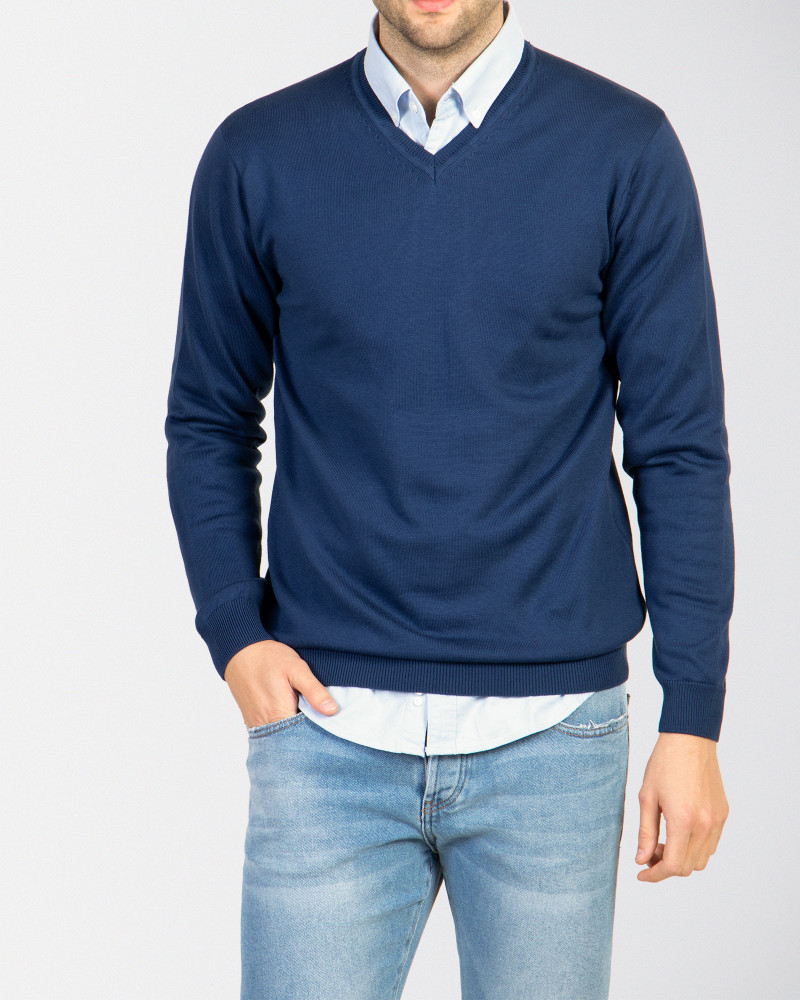 پلیور یقه هفت ساده سرمه ای 18372101