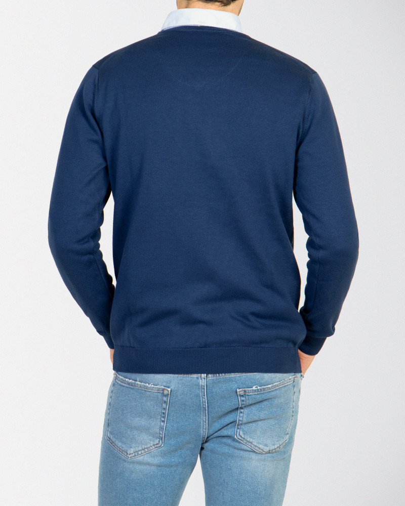 پلیور یقه هفت ساده سرمه ای 18372101