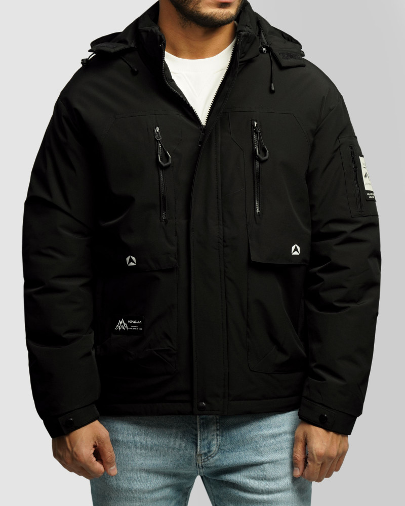 خرید و قیمت کاپشن مردانه کلاه دار مشکی 24416406