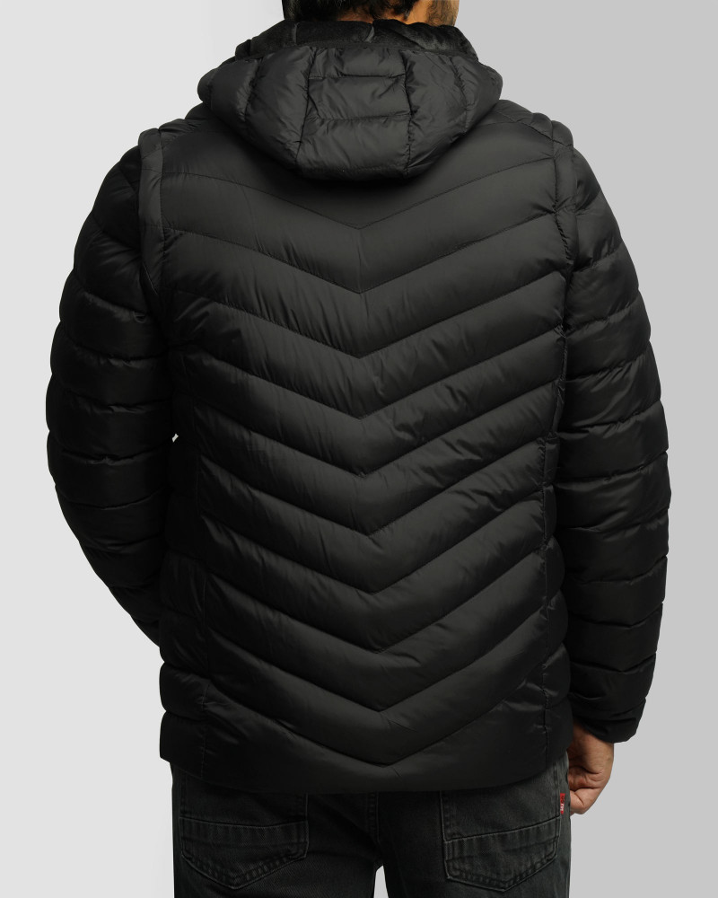 کاپشن مردانه کلاه دار مشکی 24416409