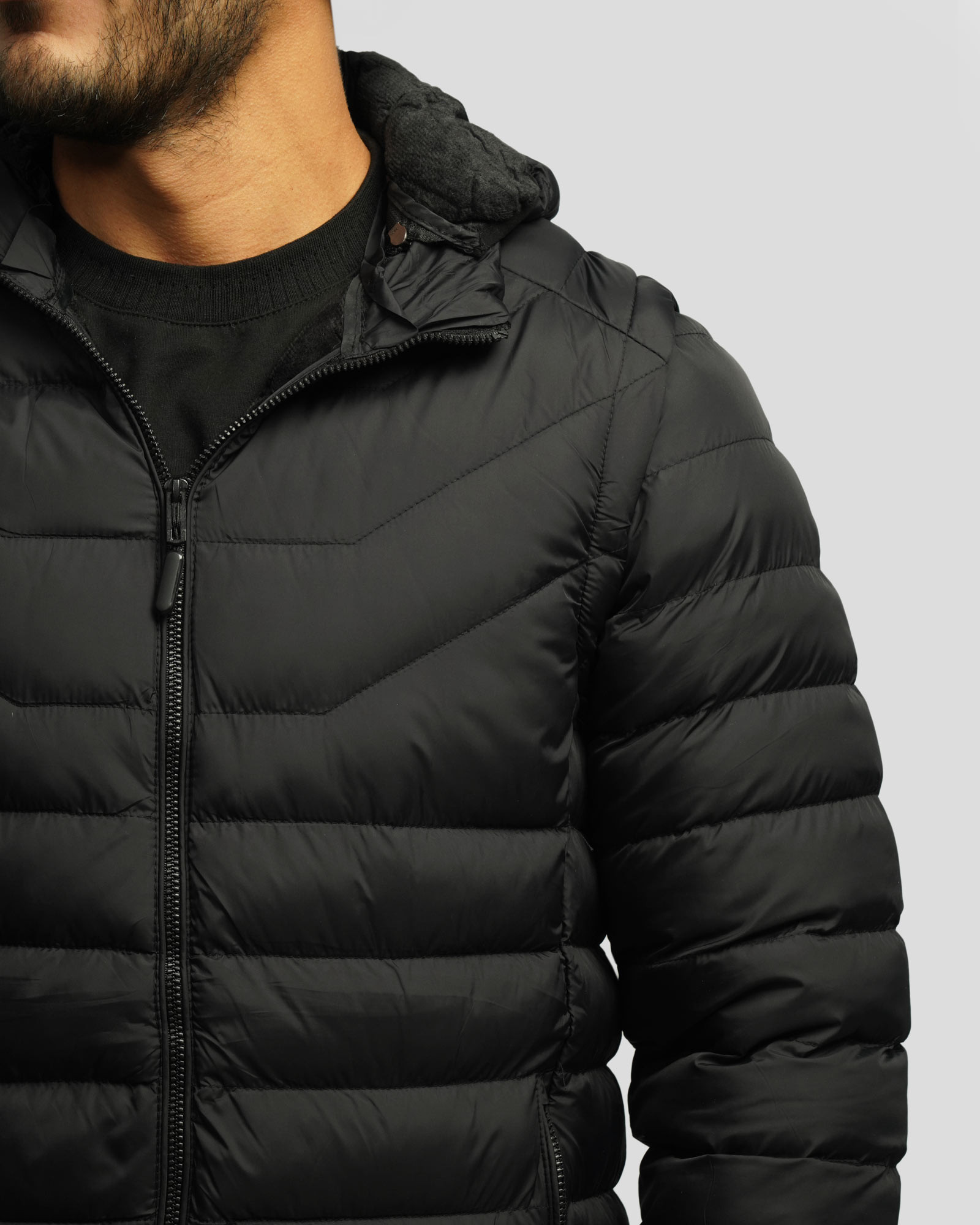 کاپشن مردانه کلاه دار مشکی 24416409