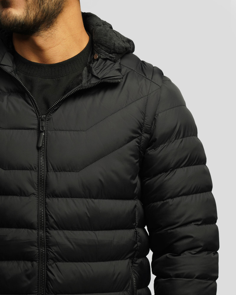 کاپشن مردانه کلاه دار مشکی 24416409