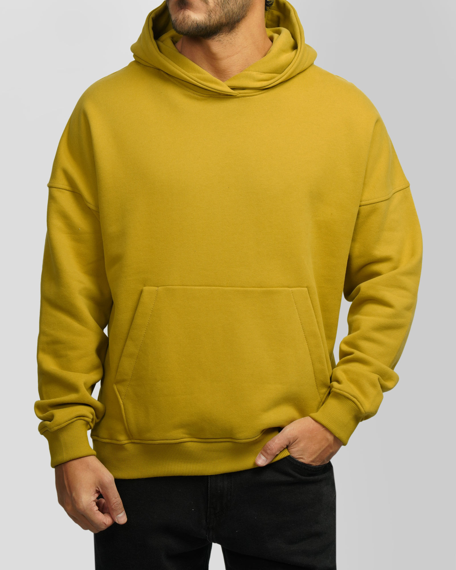 هودی کلاه دار ساده مردانه سبز فسفری 24471288 