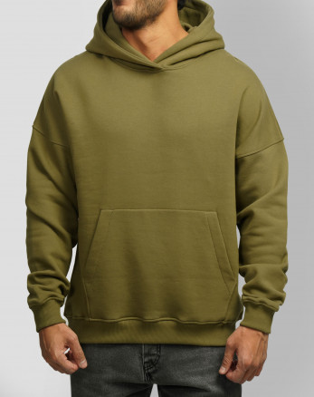 هودی کلاه دار ساده مردانه سبز 24471288 