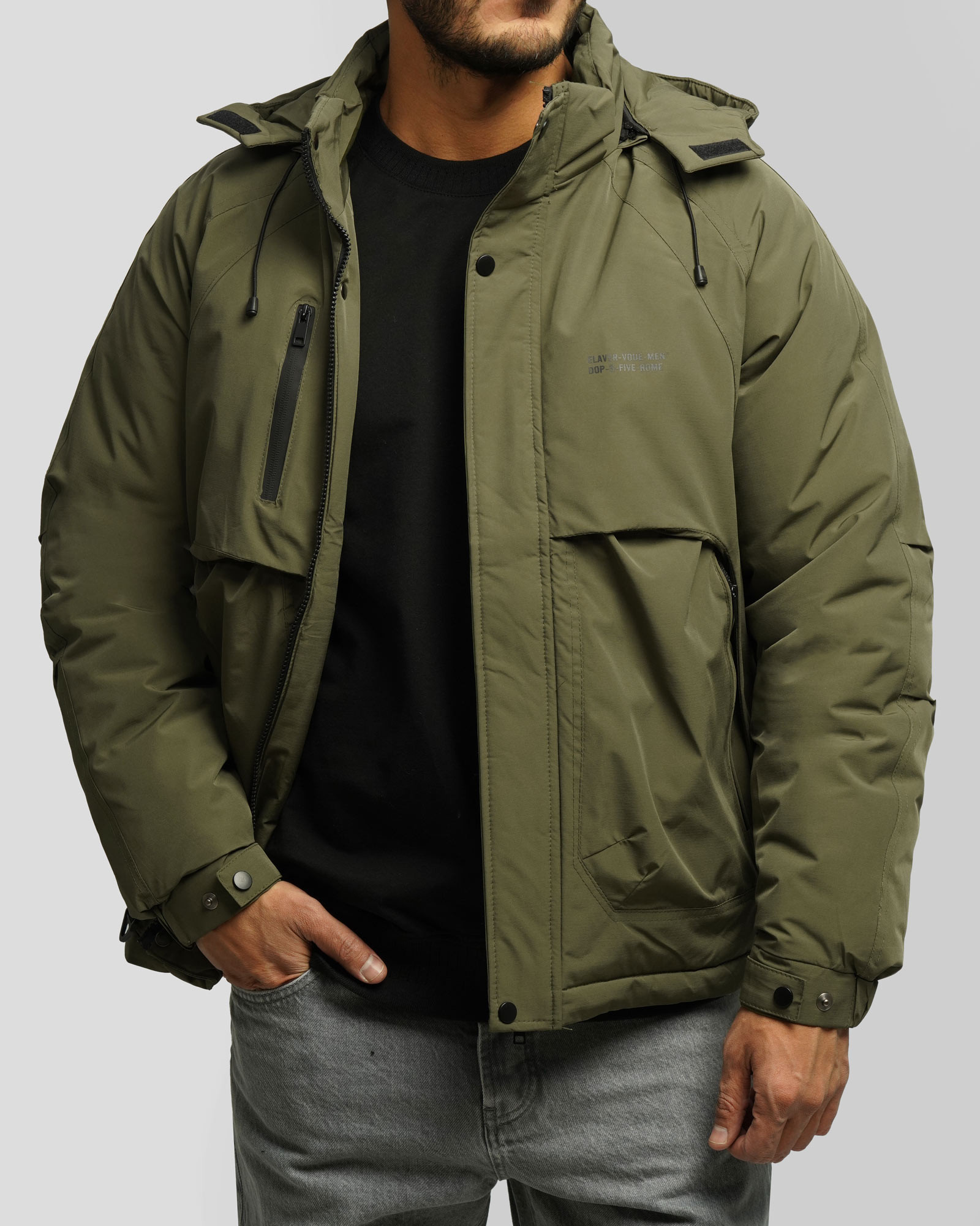 کاپشن مردانه کلاه دار سبز 24416410