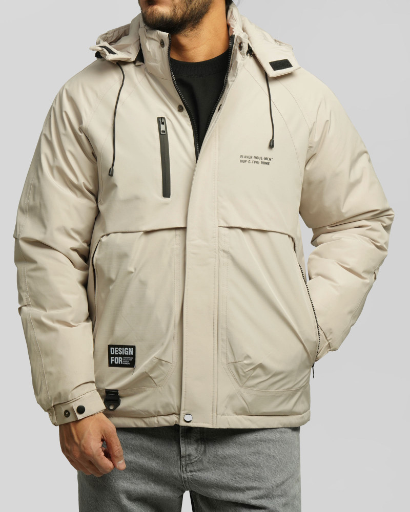 کاپشن مردانه کلاه دار کرم 24416410