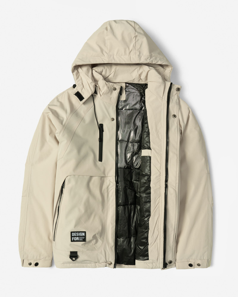 کاپشن مردانه کلاه دار کرم 24416410