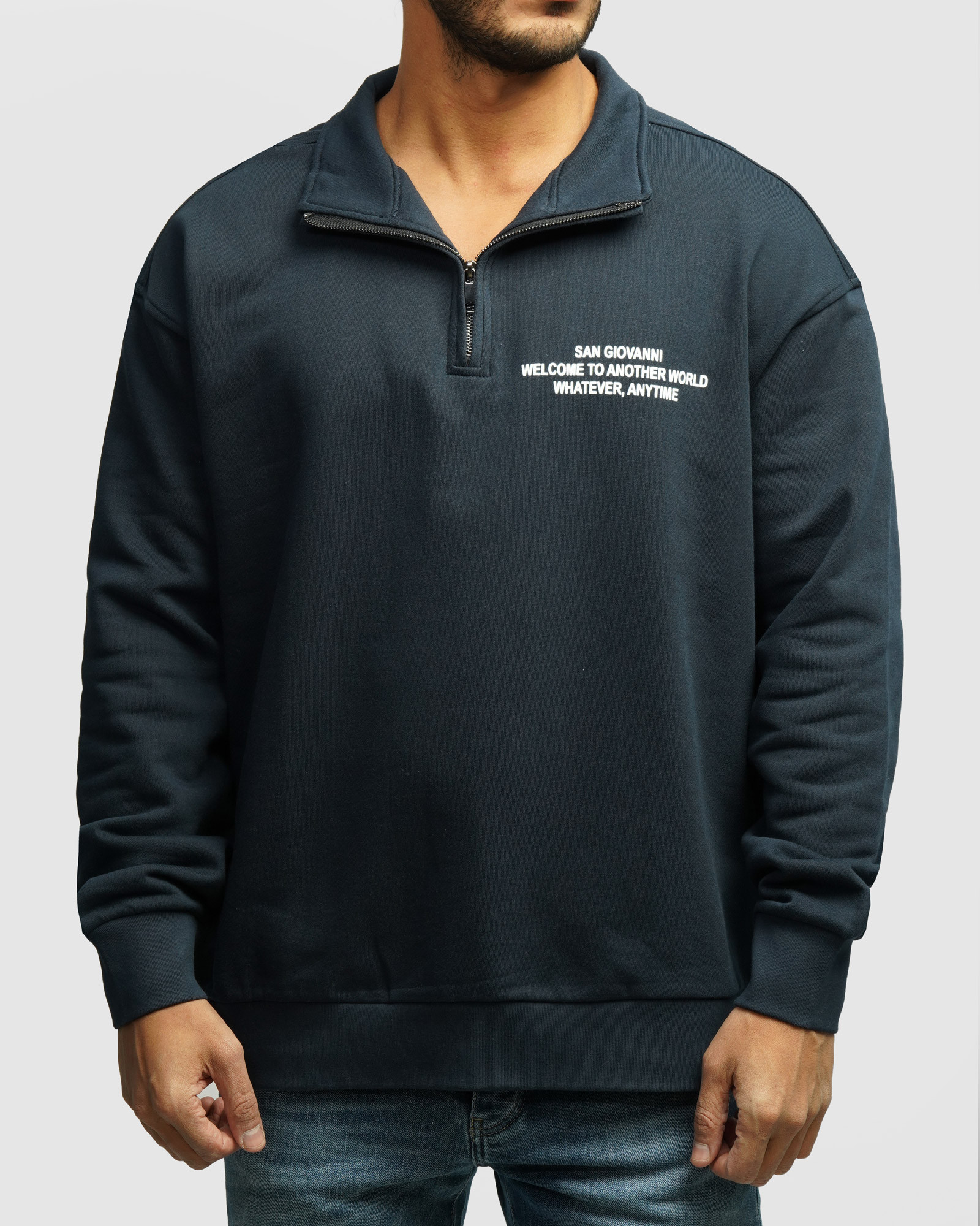 خرید و قیمت پلیور نیم زیپ مردانه سرمه ای 24441139