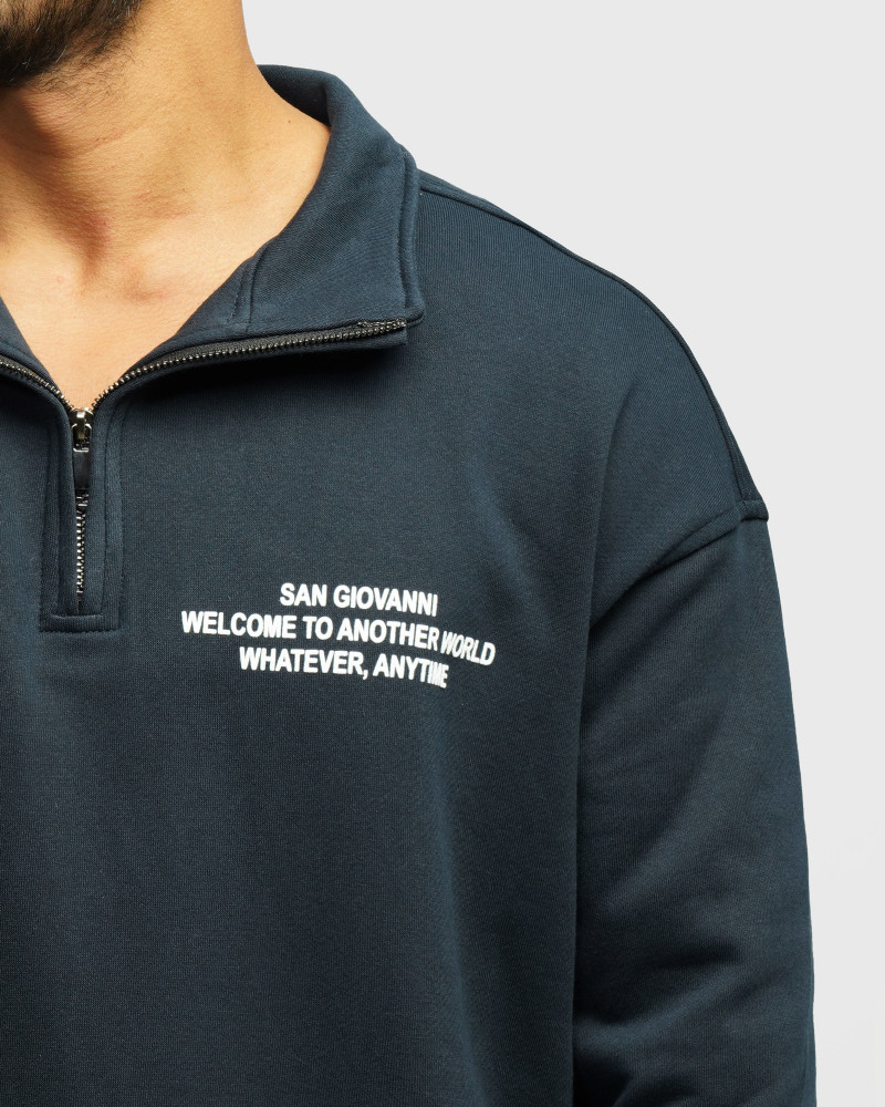 خرید و قیمت پلیور نیم زیپ مردانه سرمه ای 24441139