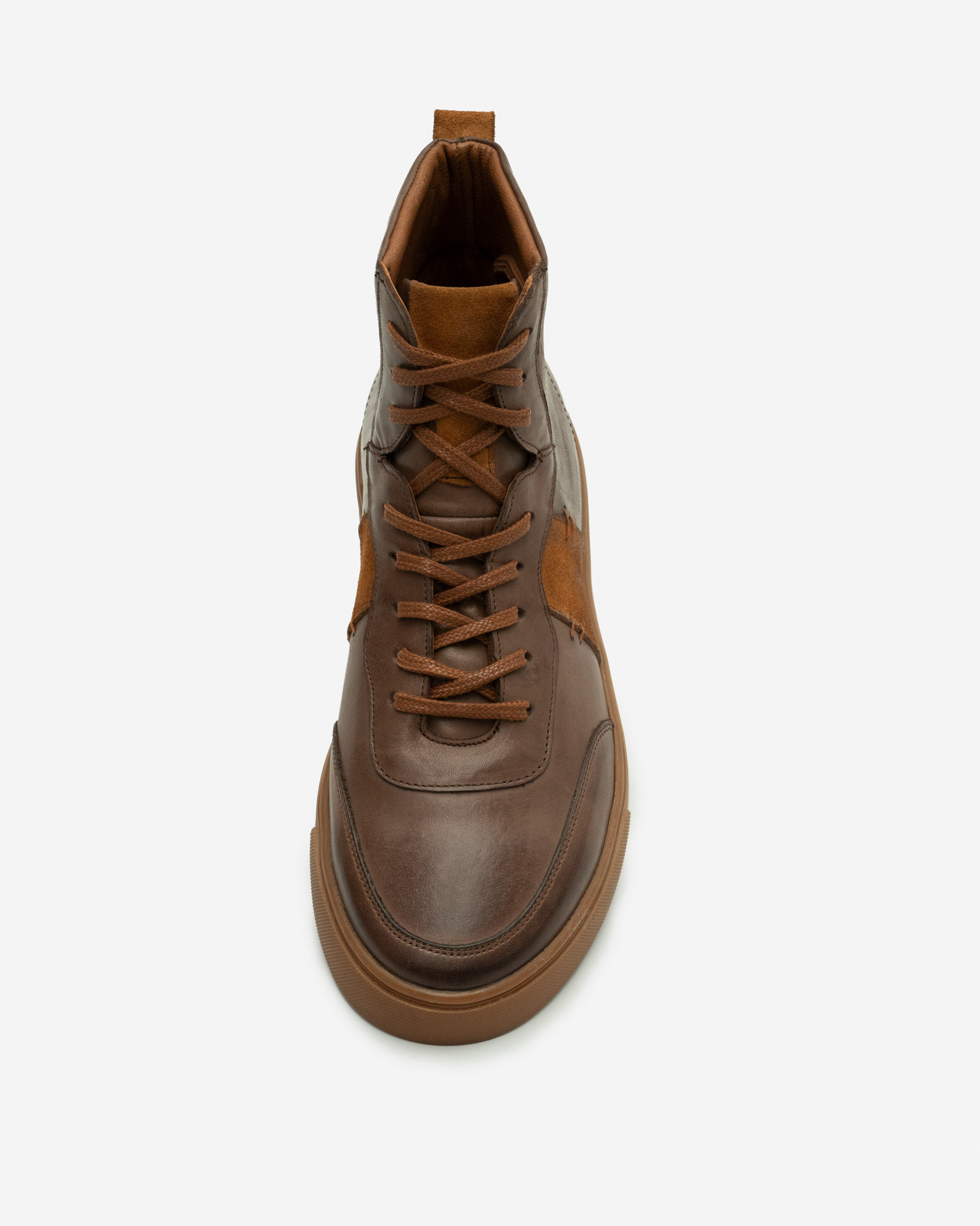 خرید و قیمت کفش نیم بوت چرم مردانه بند دار قهوه ای 24470167