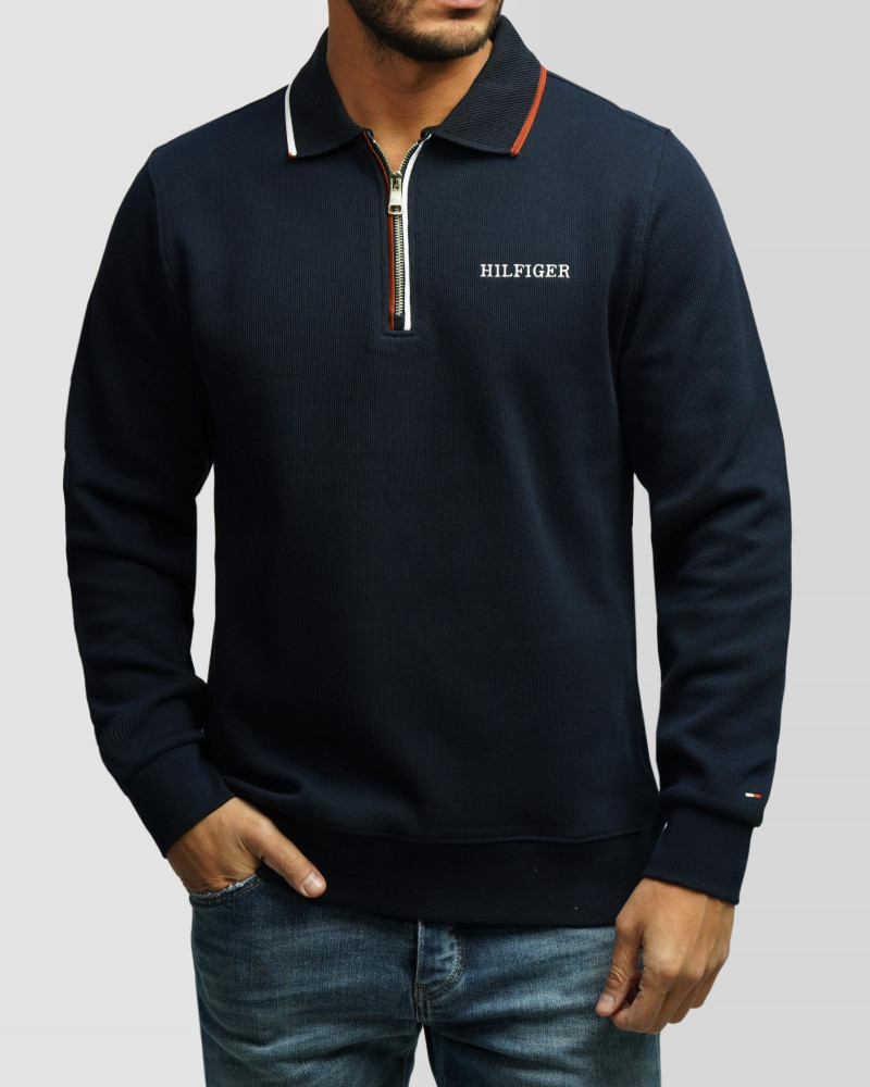 خرید و قیمت پولوشرت آستین بلند نیم زیپ مردانه سرمه ای 84486124