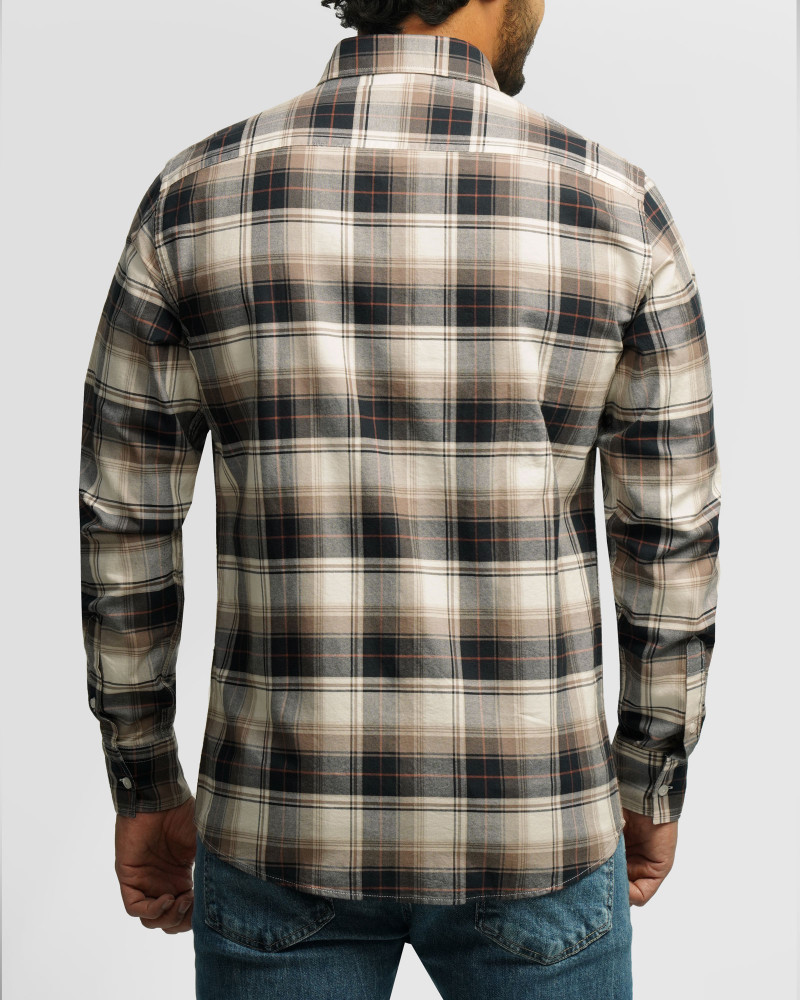 خرید و قیمت پیراهن آستین بلند چهارخانه مردانه قهوه ای 84497289