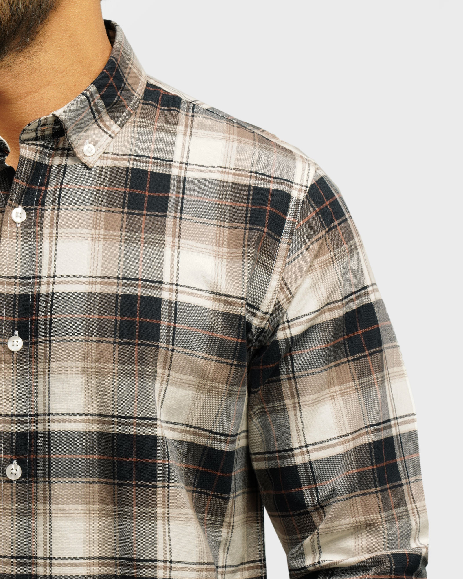 خرید و قیمت پیراهن آستین بلند چهارخانه مردانه قهوه ای 84497289