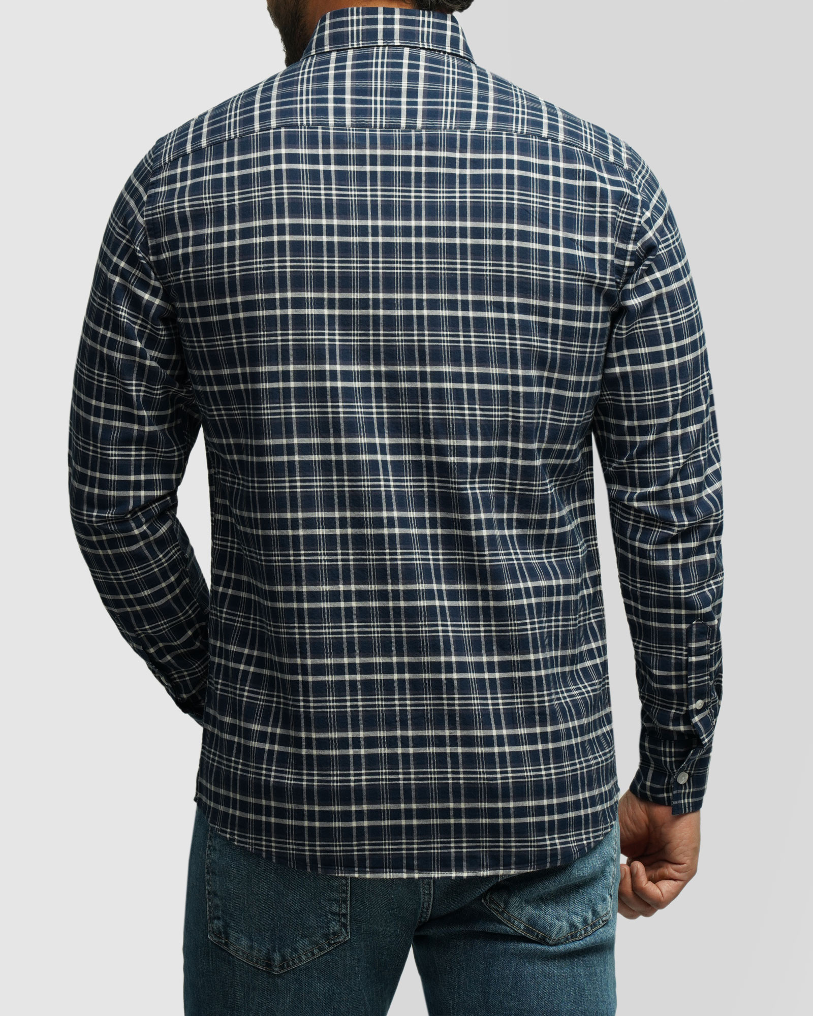 خرید و قیمت پیراهن آستین بلند چهارخانه مردانه سرمه ای تیره 84497288