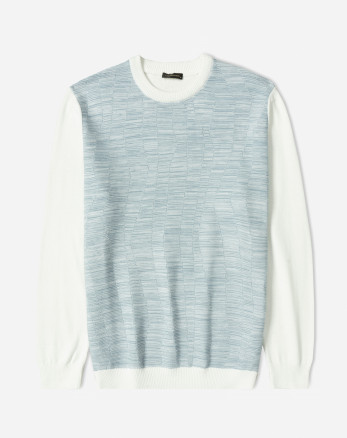 خرید و قیمت پلیور بافت یقه گرد طرح دار مردانه آبی 84458139