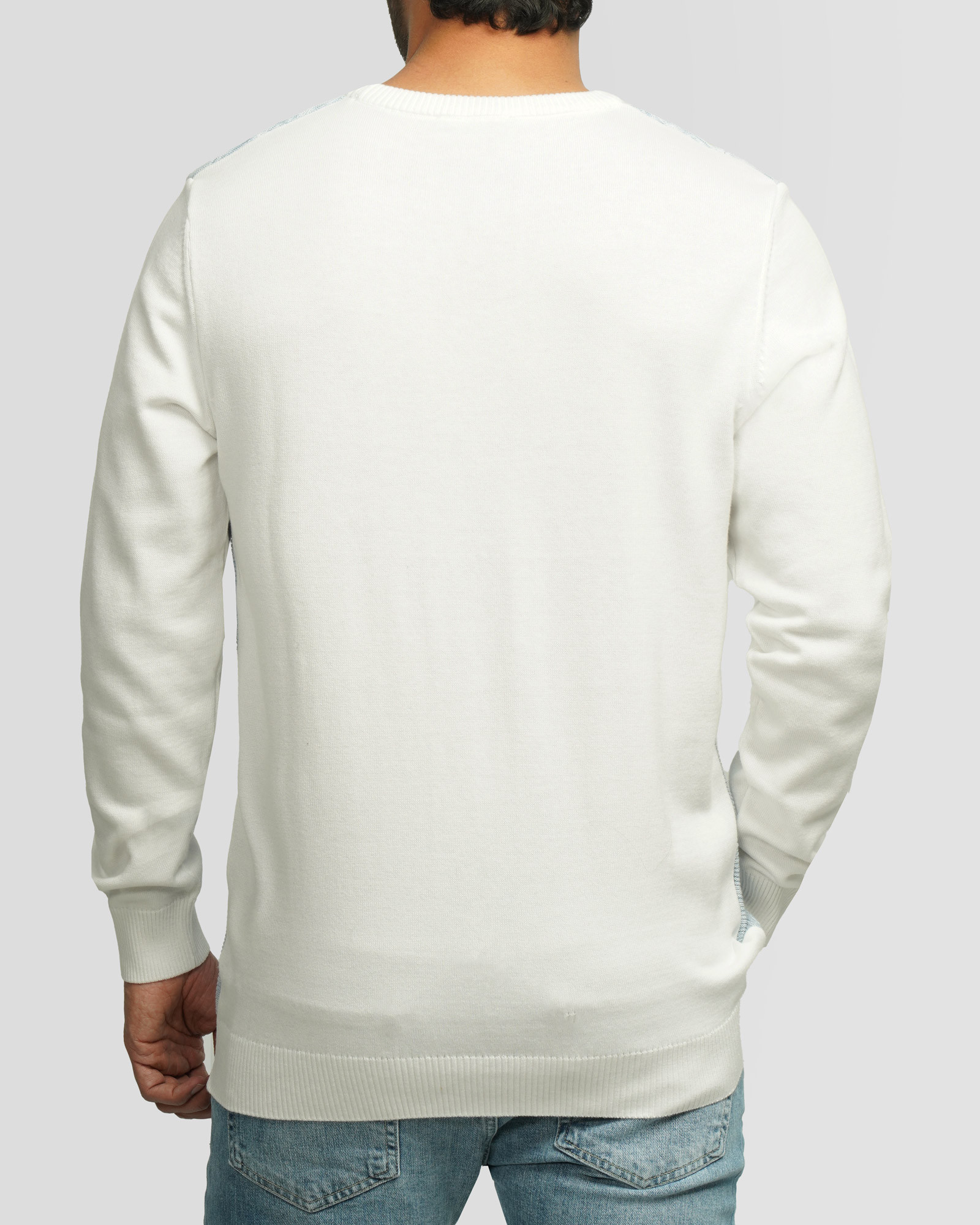 خرید و قیمت پلیور بافت یقه گرد طرح دار مردانه آبی 84458139