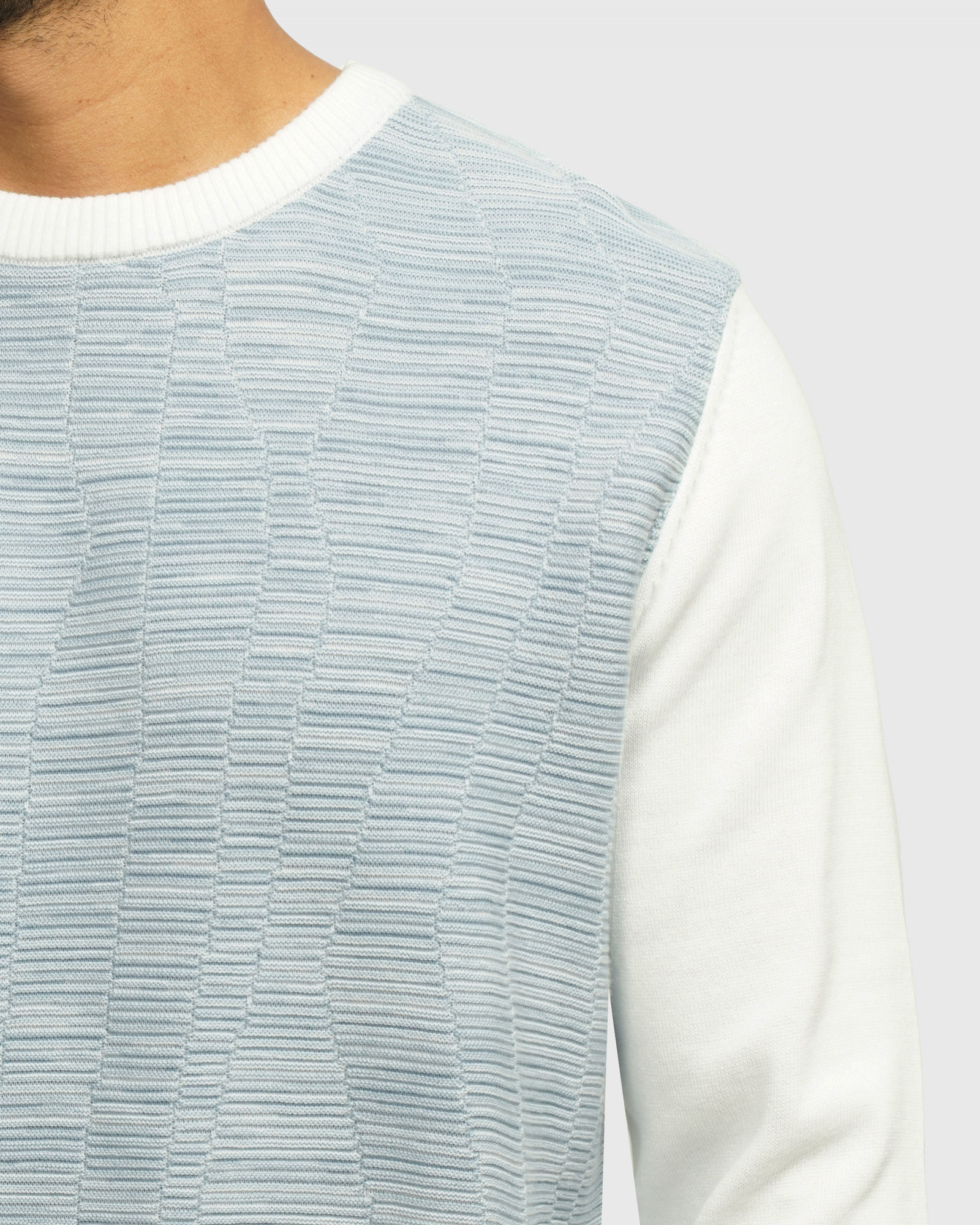 خرید و قیمت پلیور بافت یقه گرد طرح دار مردانه آبی 84458139