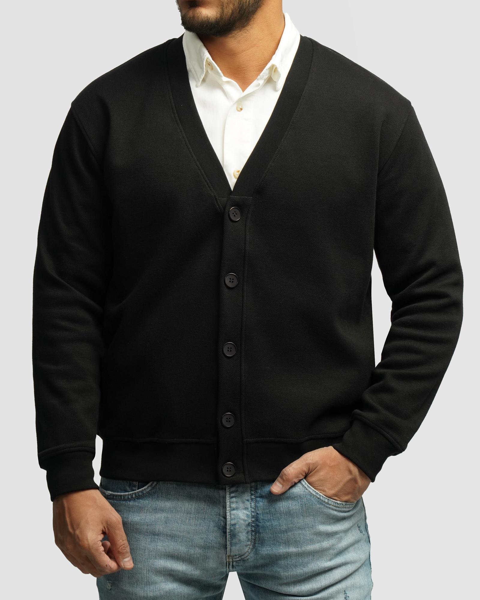 خرید و قیمت کاردیگان ژاکارد بافت مردانه مشکی 24476128