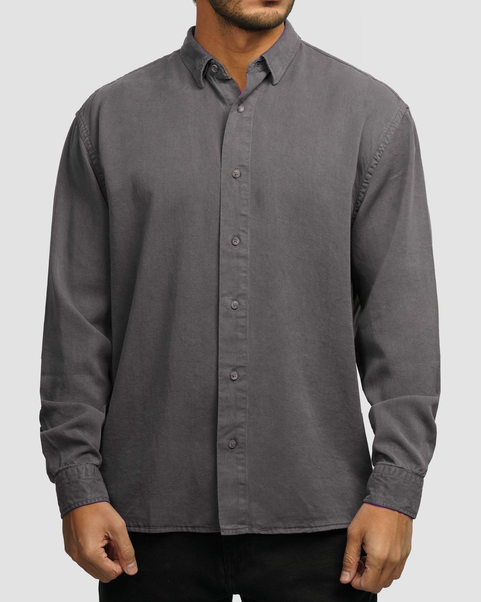 خرید و قیمت پیراهن آستین بلند ساده مردانه خاکستری 24421317