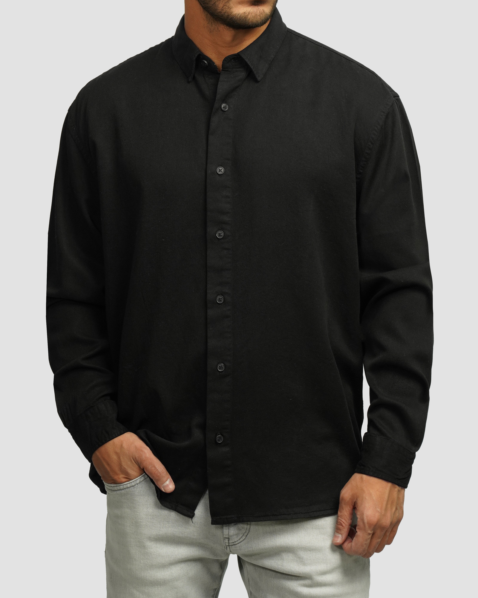 خرید و قیمت پیراهن آستین بلند ساده مردانه مشکی 24421317