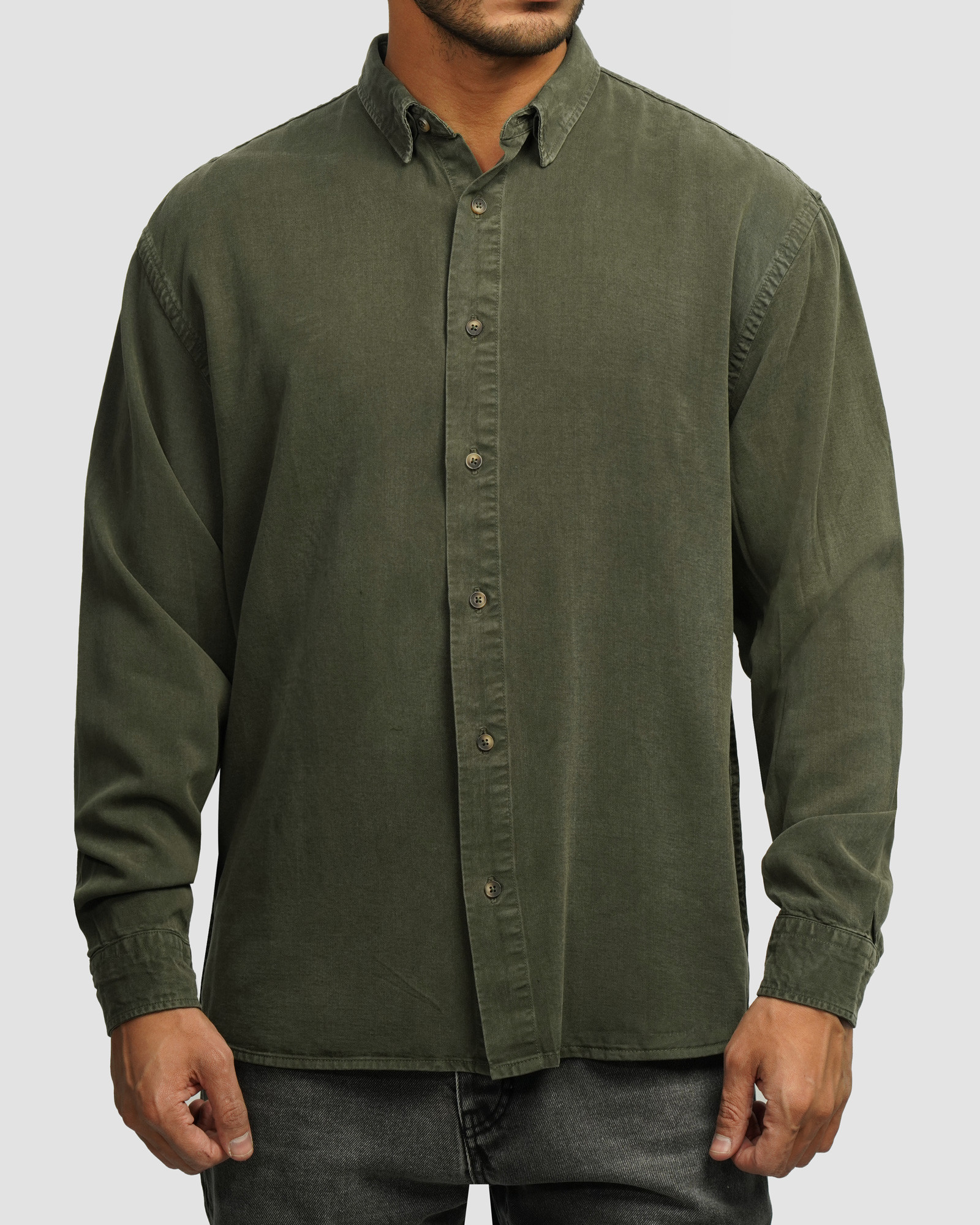 خرید و قیمت پیراهن آستین بلند ساده مردانه سبز 24421317