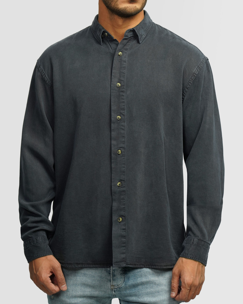 خرید و قیمت پیراهن آستین بلند ساده مردانه سرمه ای 24421317