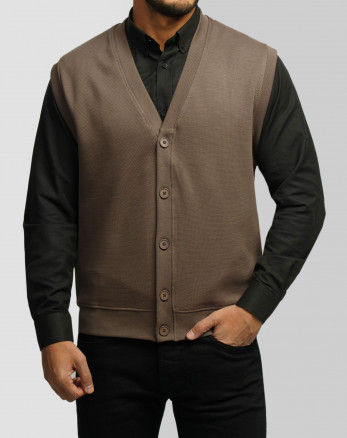 خرید و قیمت جلیقه ژاکارد بافت مردانه قهوه ای 24414116