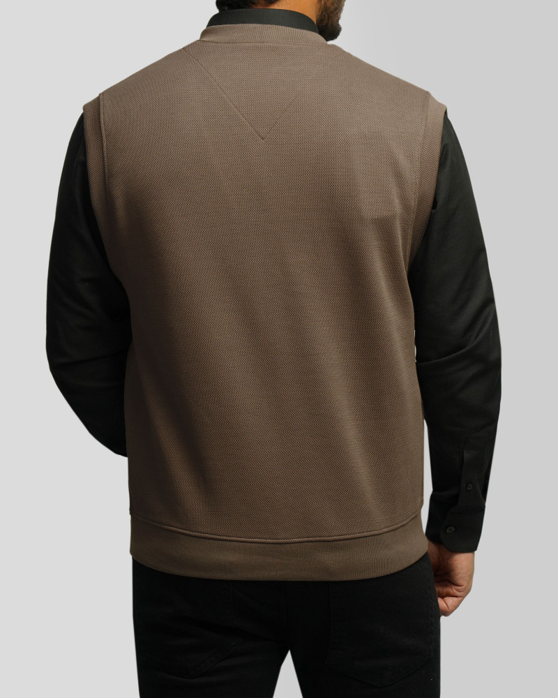 خرید و قیمت جلیقه ژاکارد بافت مردانه قهوه ای 24414116