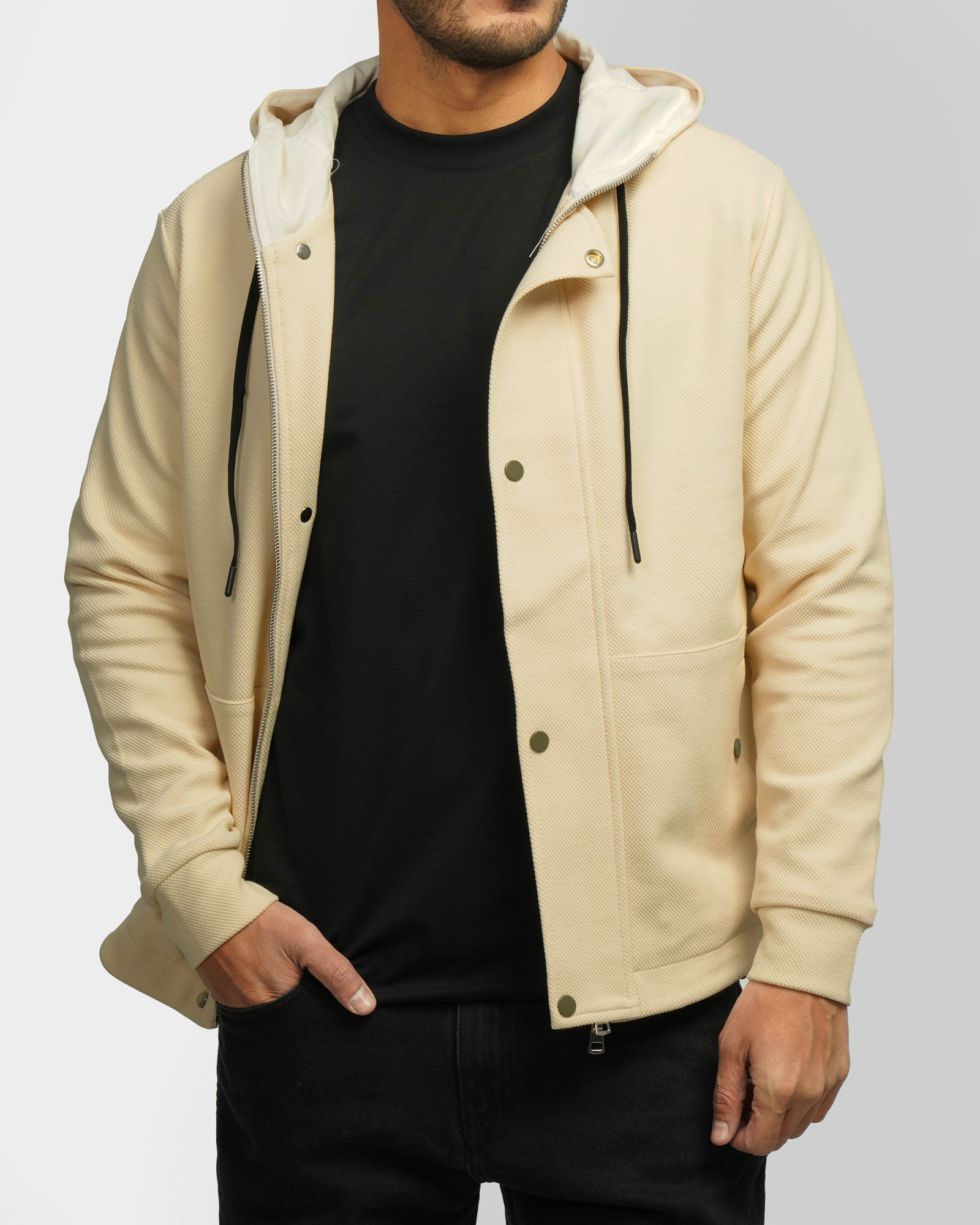 سویشرت کلاه دار مردانه کرم 24413267