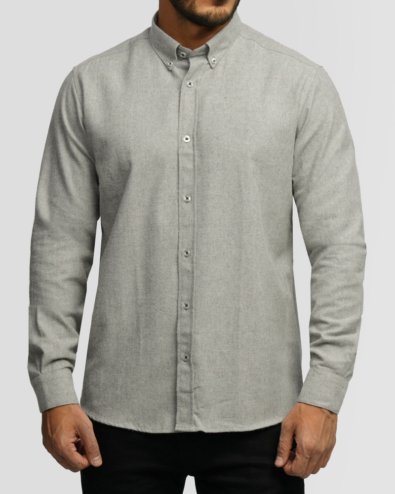 خرید و قیمت پیراهن نیمه ضخیم ساده مردانه خاکستری 24468168