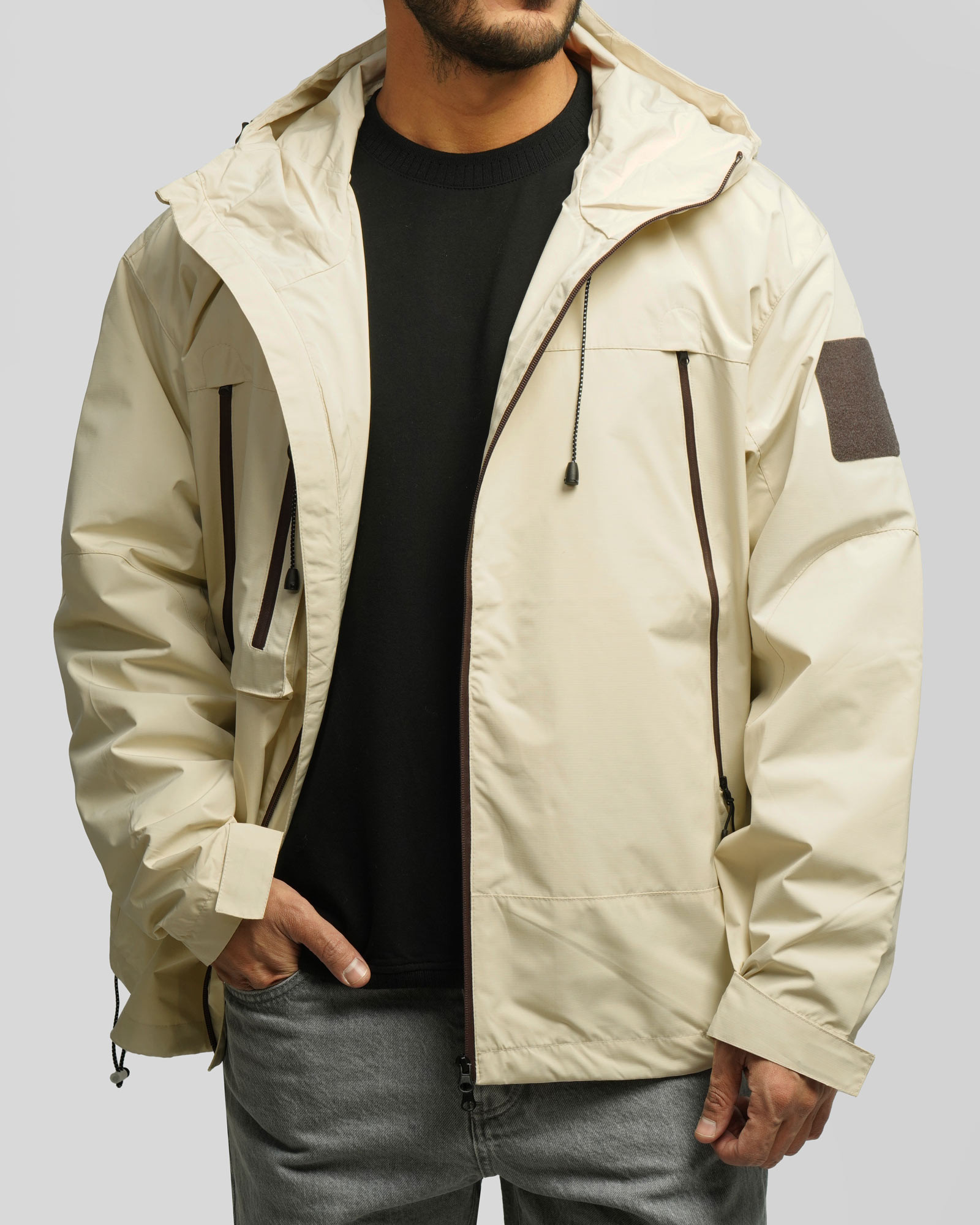 سویشرت شمعی کلاه دار مردانه کرم 24449182