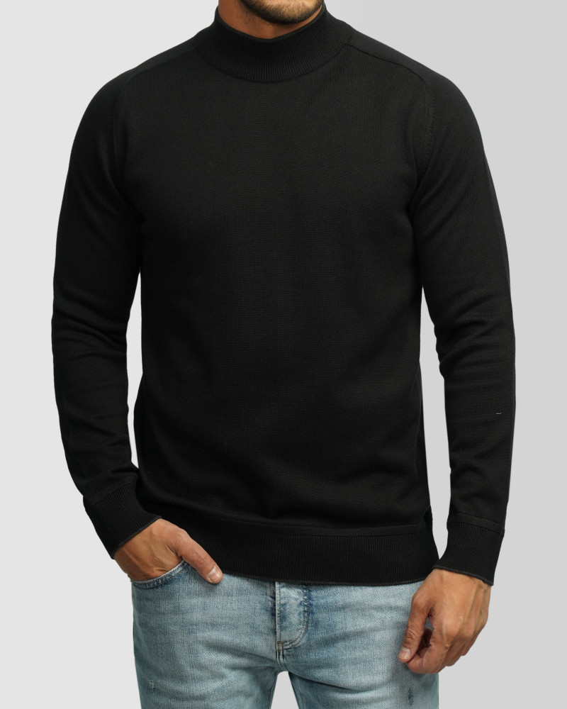 خرید و قیمت پلیور یقه 5 سانت ساده مردانه مشکی 24450109