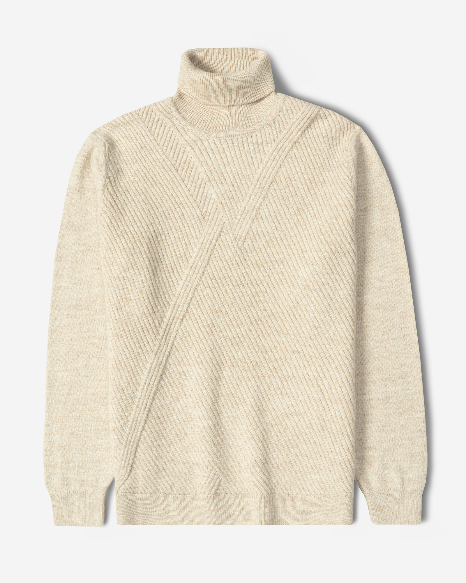 خرید و قیمت پلیور بافت یقه اسکی طرح دار مردانه کرم 84479122