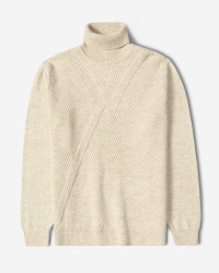 خرید و قیمت پلیور بافت یقه اسکی طرح دار مردانه کرم 84479122