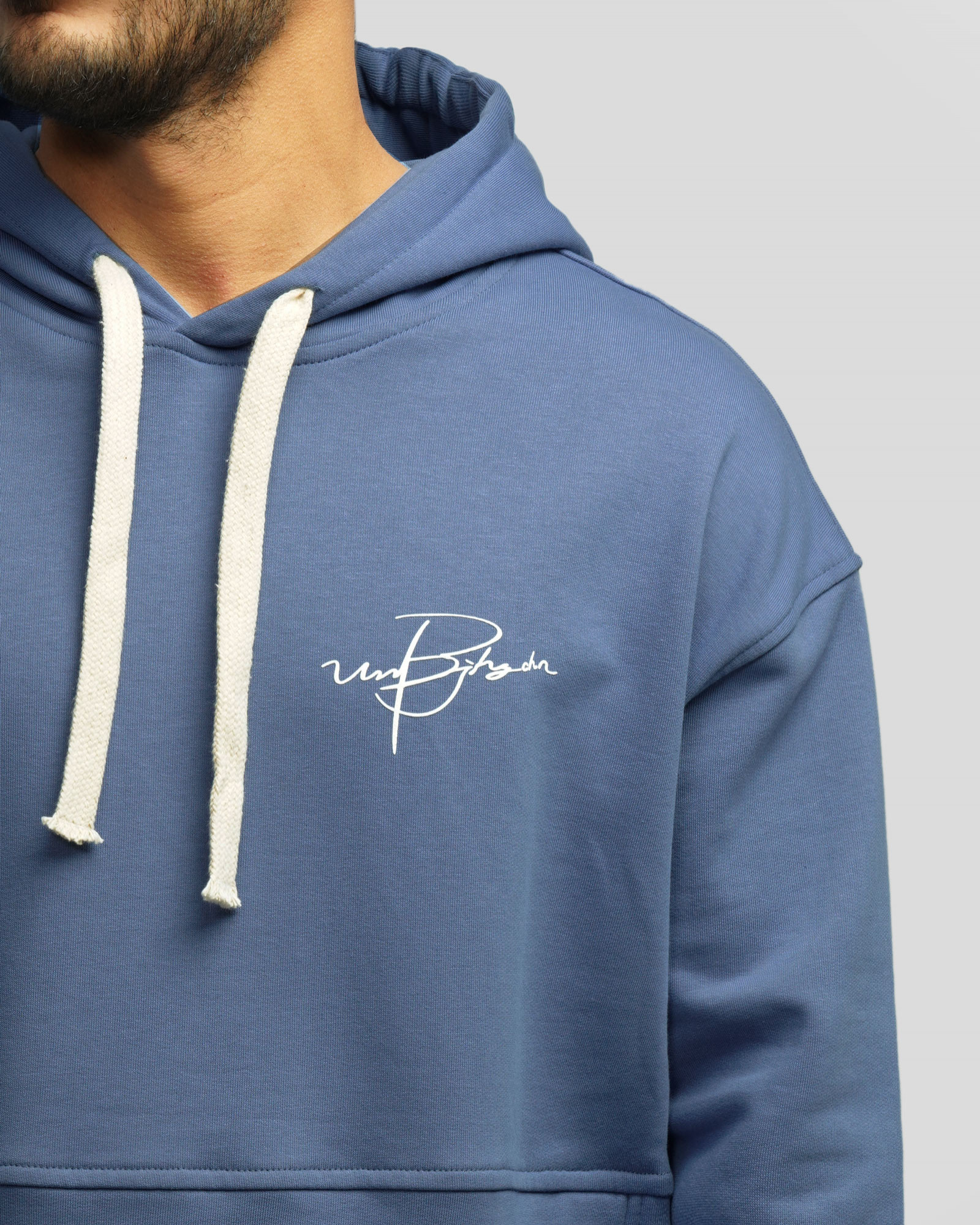 هودی کلاه دار طرح دار مردانه آبی 24471283