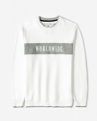 پلیور یقه گرد طرح دار مردانه سفید 84456167