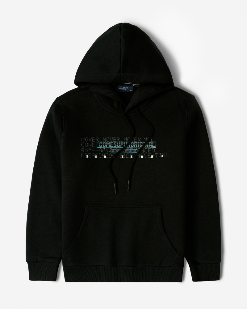 هودی کلاه دار طرح دار مردانه مشکی 84471291