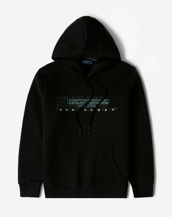 هودی کلاه دار طرح دار مردانه مشکی 84471291