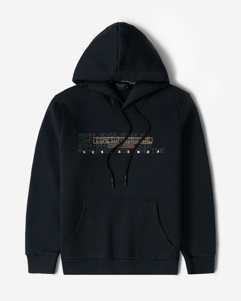 هودی کلاه دار طرح دار مردانه سرمه ای 84471291