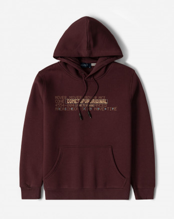 هودی کلاه دار طرح دار مردانه زرشکی 84471291