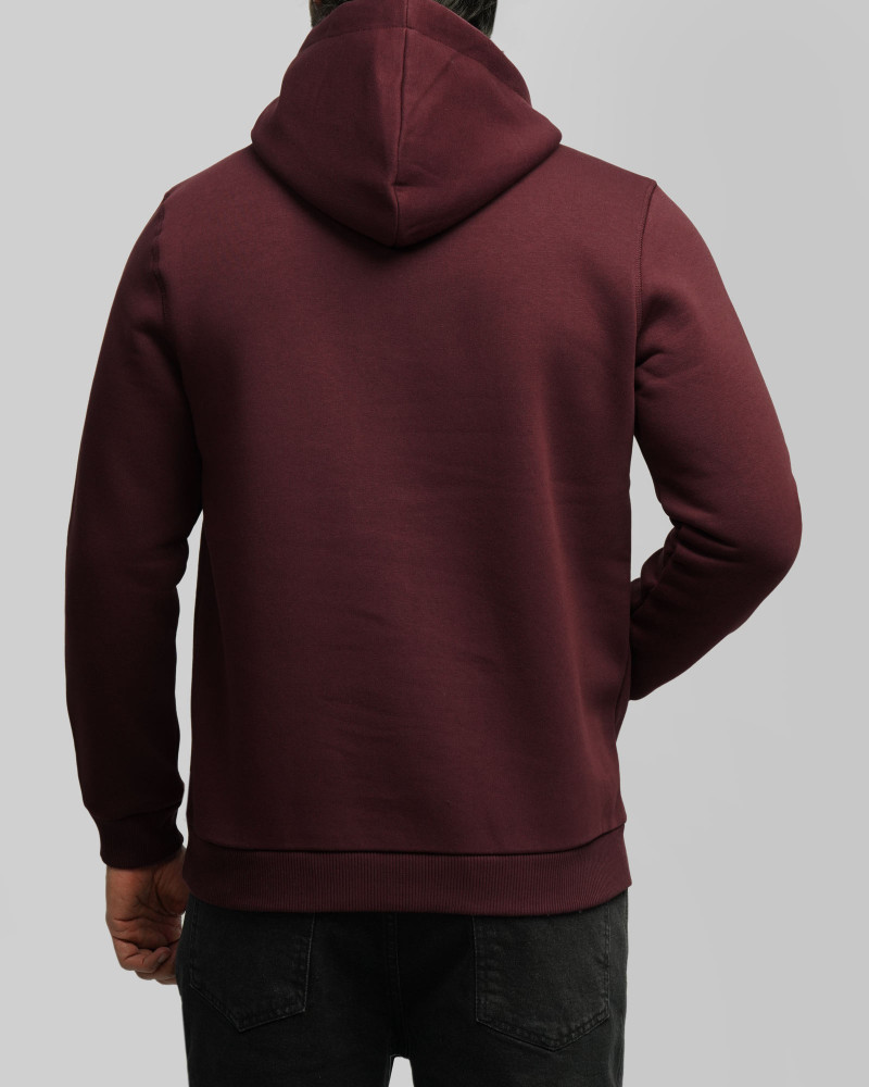 هودی کلاه دار طرح دار مردانه زرشکی 84471291