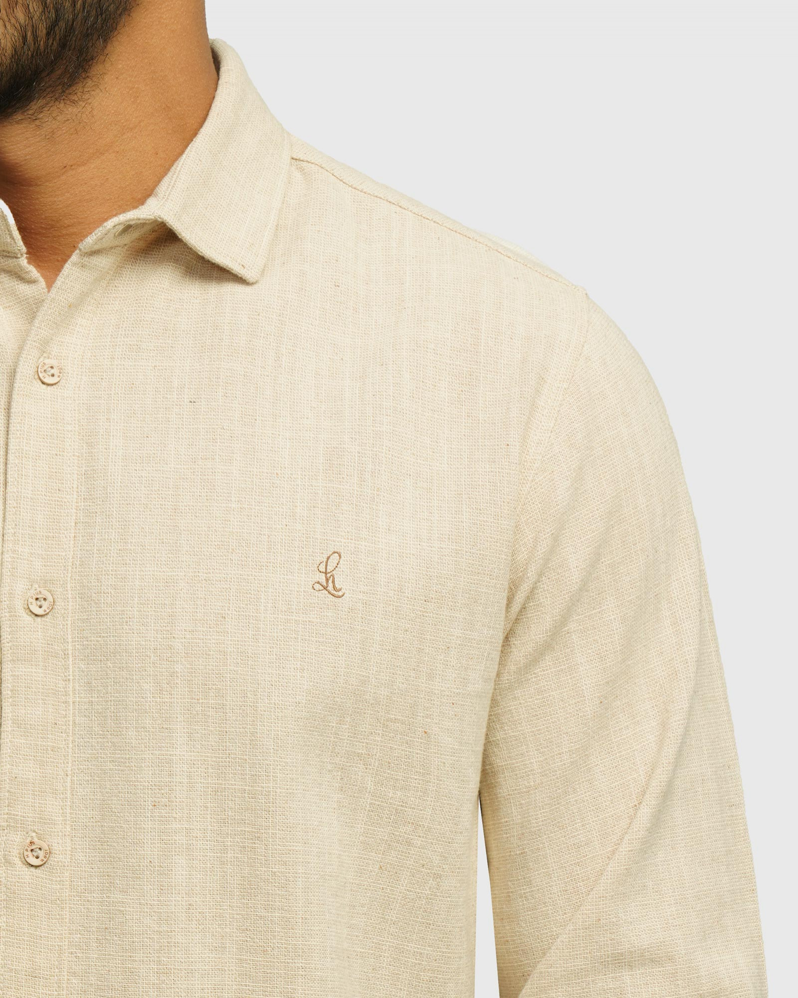 خرید و قیمت پیراهن آستین بلند مردانه کرم 24420519