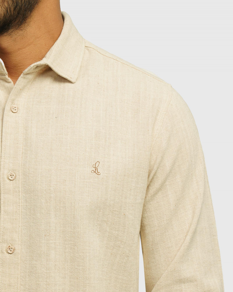 خرید و قیمت پیراهن آستین بلند مردانه کرم 24420519