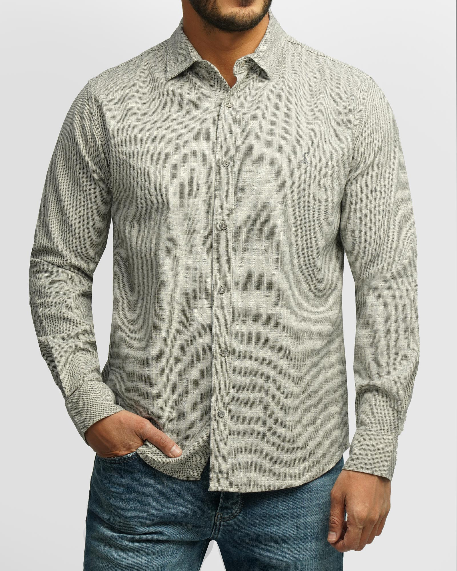 خرید و قیمت پیراهن آستین بلند مردانه خاکستری 24420519