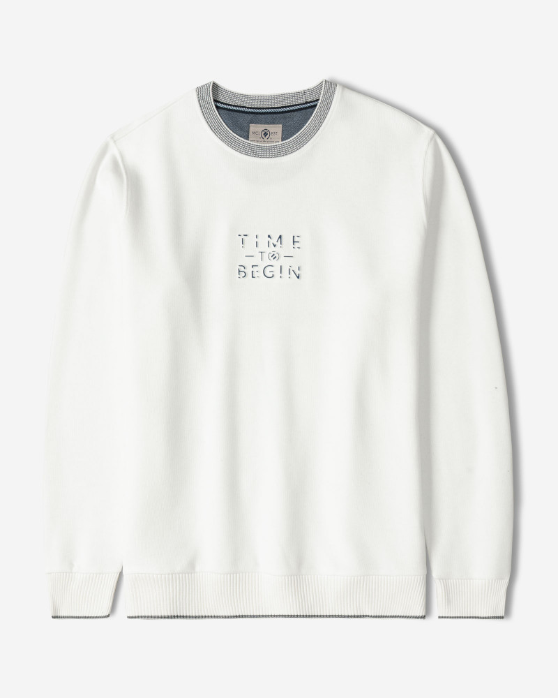 خرید و قیمت پلیور یقه گرد طرح دار مردانه سفید 84456164