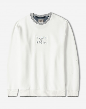 خرید و قیمت پلیور یقه گرد طرح دار مردانه سفید 84456164