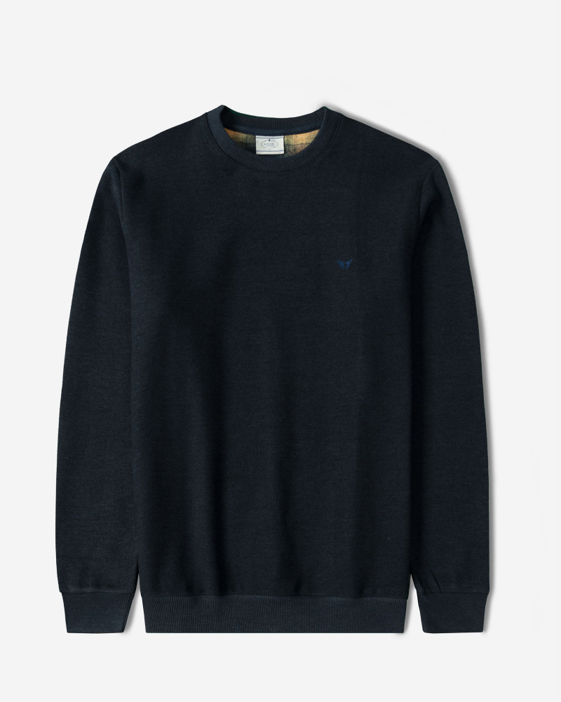 پلیور یقه گرد مردانه سلانیک ساده سرمه ای تیره 24256159