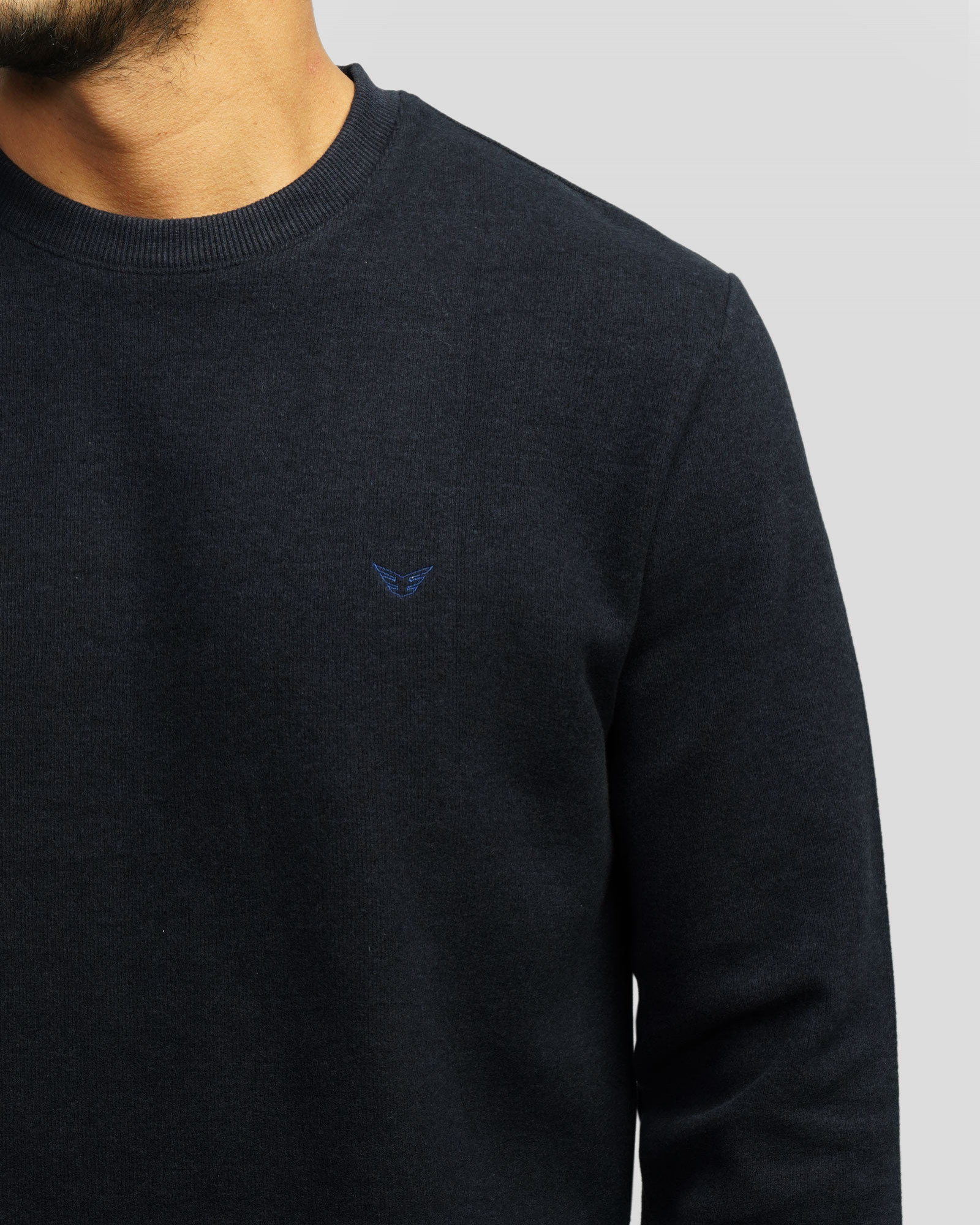 پلیور یقه گرد مردانه سلانیک ساده سرمه ای تیره 24256159