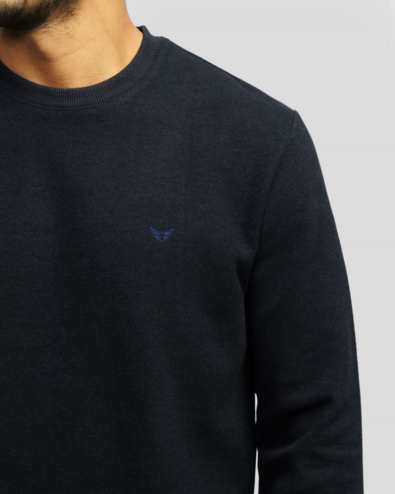 پلیور یقه گرد مردانه سلانیک ساده سرمه ای تیره 24256159